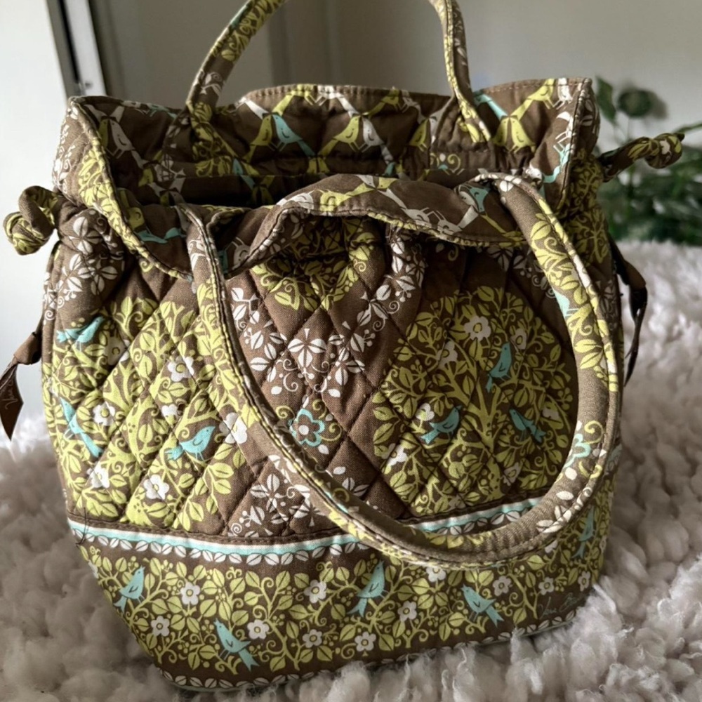 Brown Quilted Tote Bag Vera Bradley Retired print